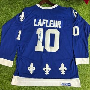 GUY LAFLEUR SIGNED NORDIQUES JERSEY FRONT & BACK SIGNATURES—-RARE!